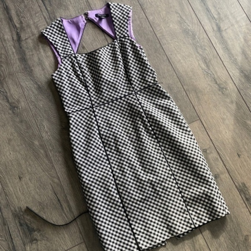 White House Black Market dress size 10 Blk White Gingham - Picture 1 of 8
